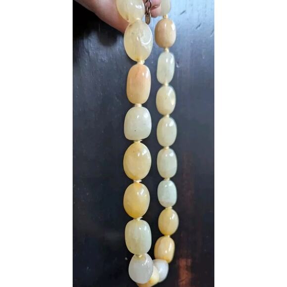 Vtg Polished Yellow Quartz Necklace Sterling Chunky Bead GemStone 18" 105 Grams - Picture 8 of 16